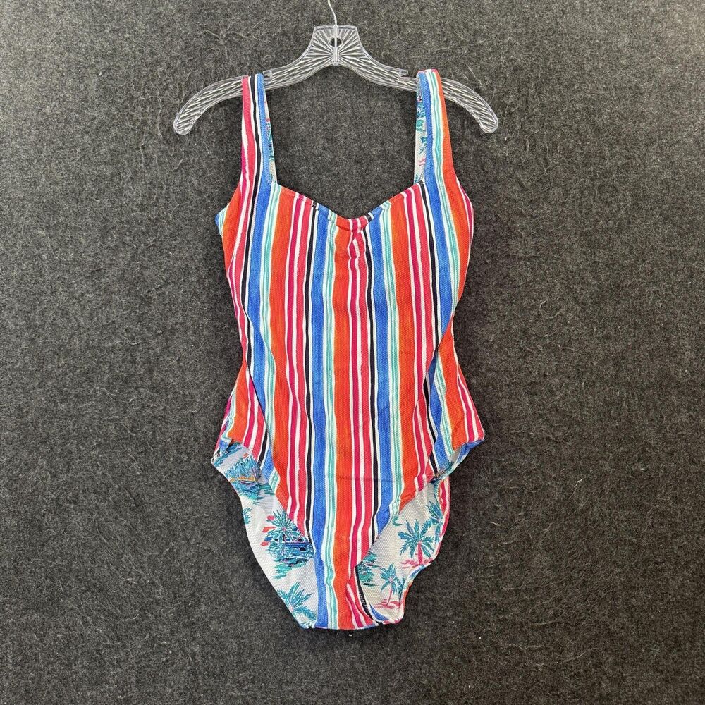 Tommy Bahama Island Cays Oasis One Piece Swimsuit Women's 10 Reversible Striped